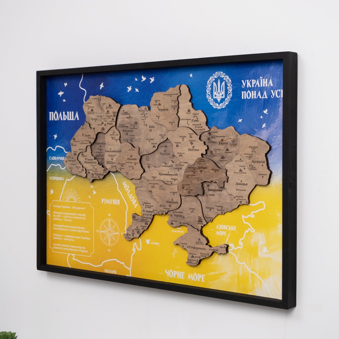 Ukraine Wooden Map On Panel - Terra UA
