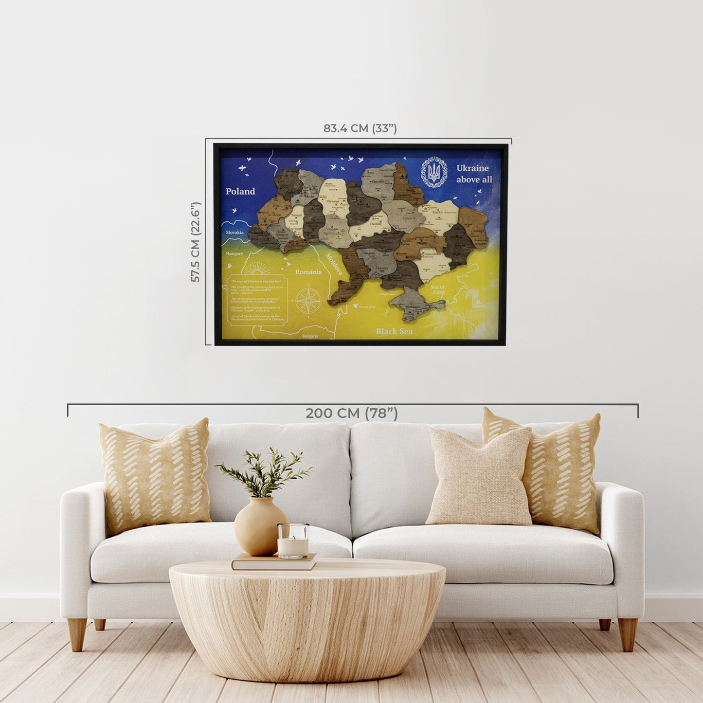 Ukraine Wooden Map On Panel - Multicolor