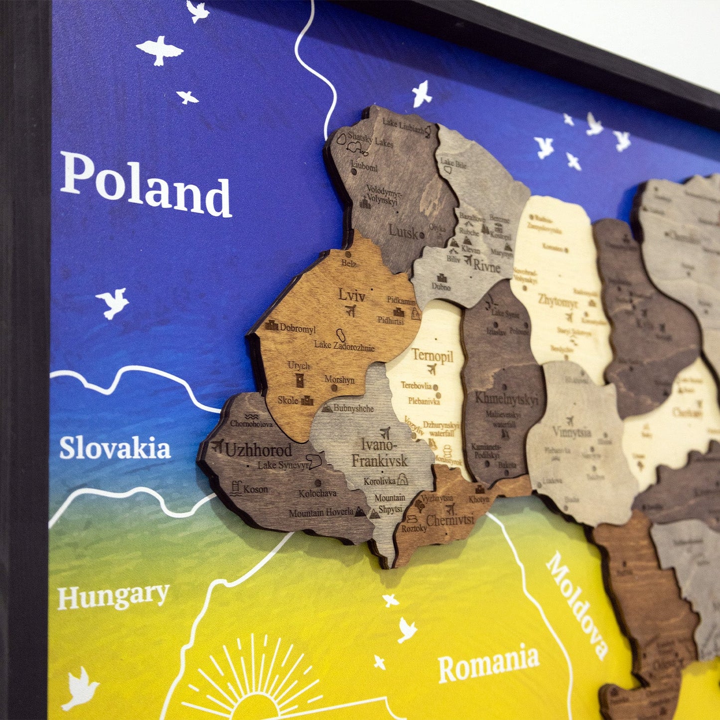 Ukraine Wooden Map On Panel - Multicolor