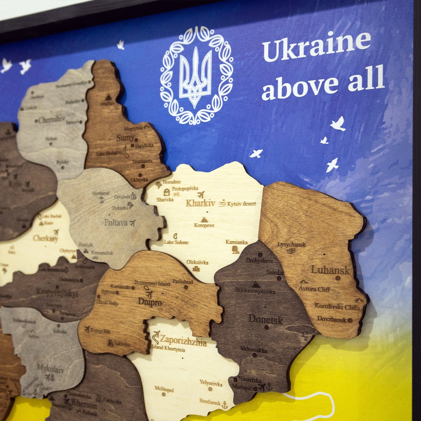 Ukraine Wooden Map On Panel - Multicolor