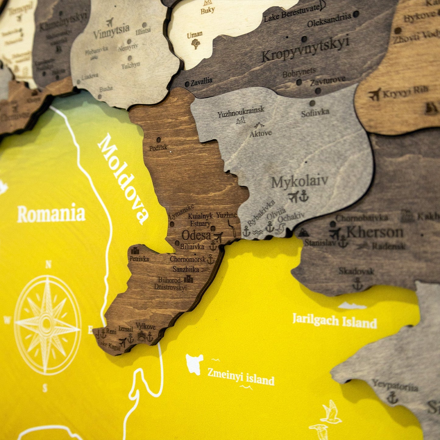 Ukraine Wooden Map On Panel - Multicolor