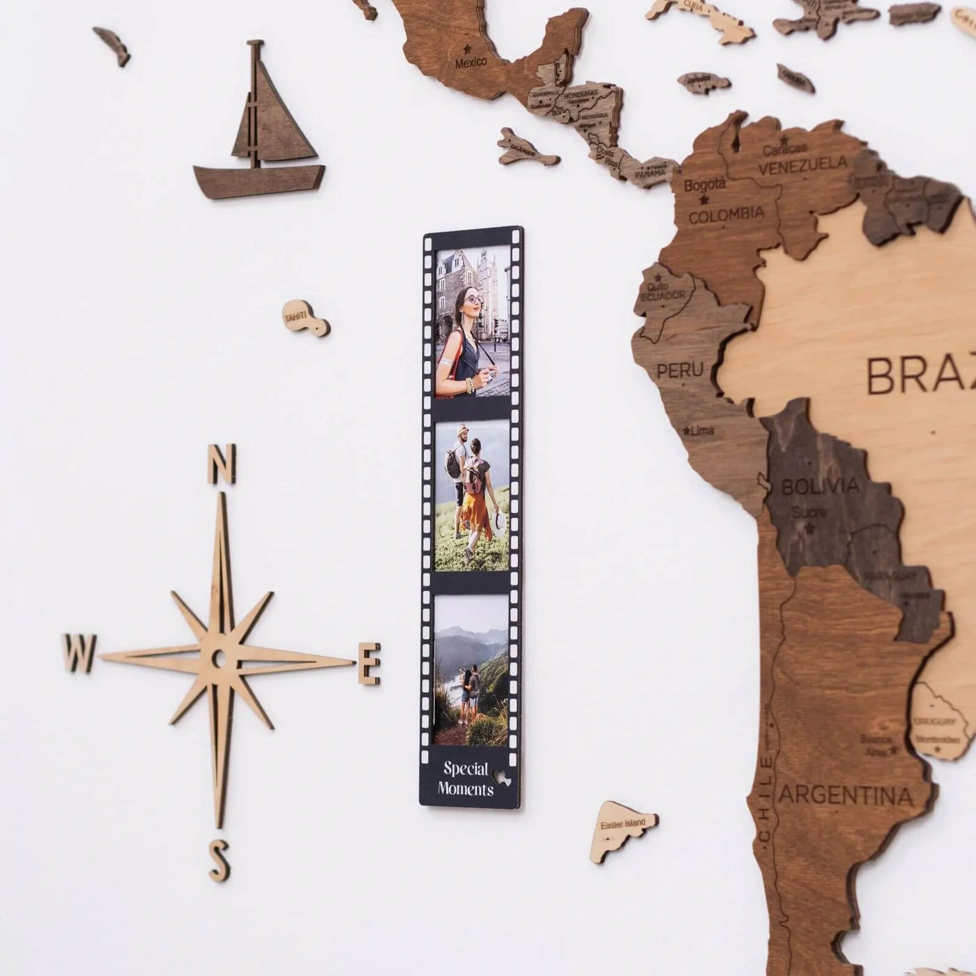 3in1 wooden photo frames – stylish décor for walls, desks, or map displays
