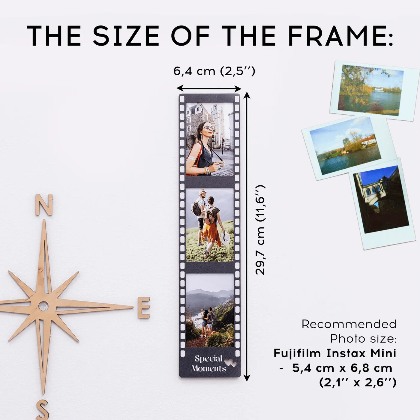 3in1 wooden frames – match your wooden world map with stylish photo displays