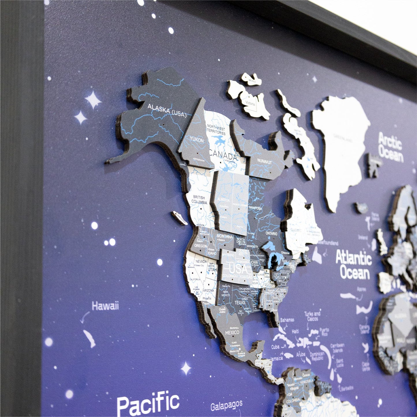 Modern Nordik Space 3D wooden world map – perfect gift for travelers in GCC