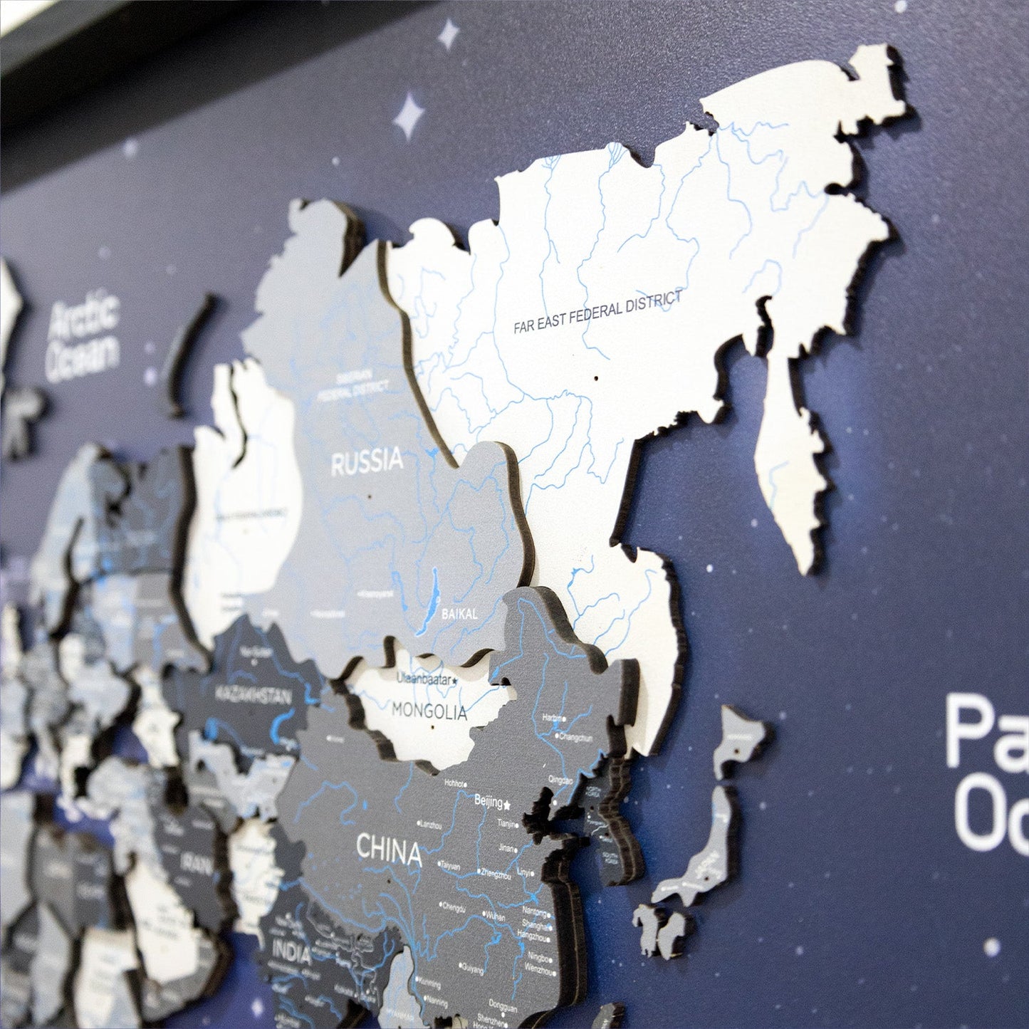 Elegant Nordik Space wooden panel world map – free UAE delivery, fast GCC shipping